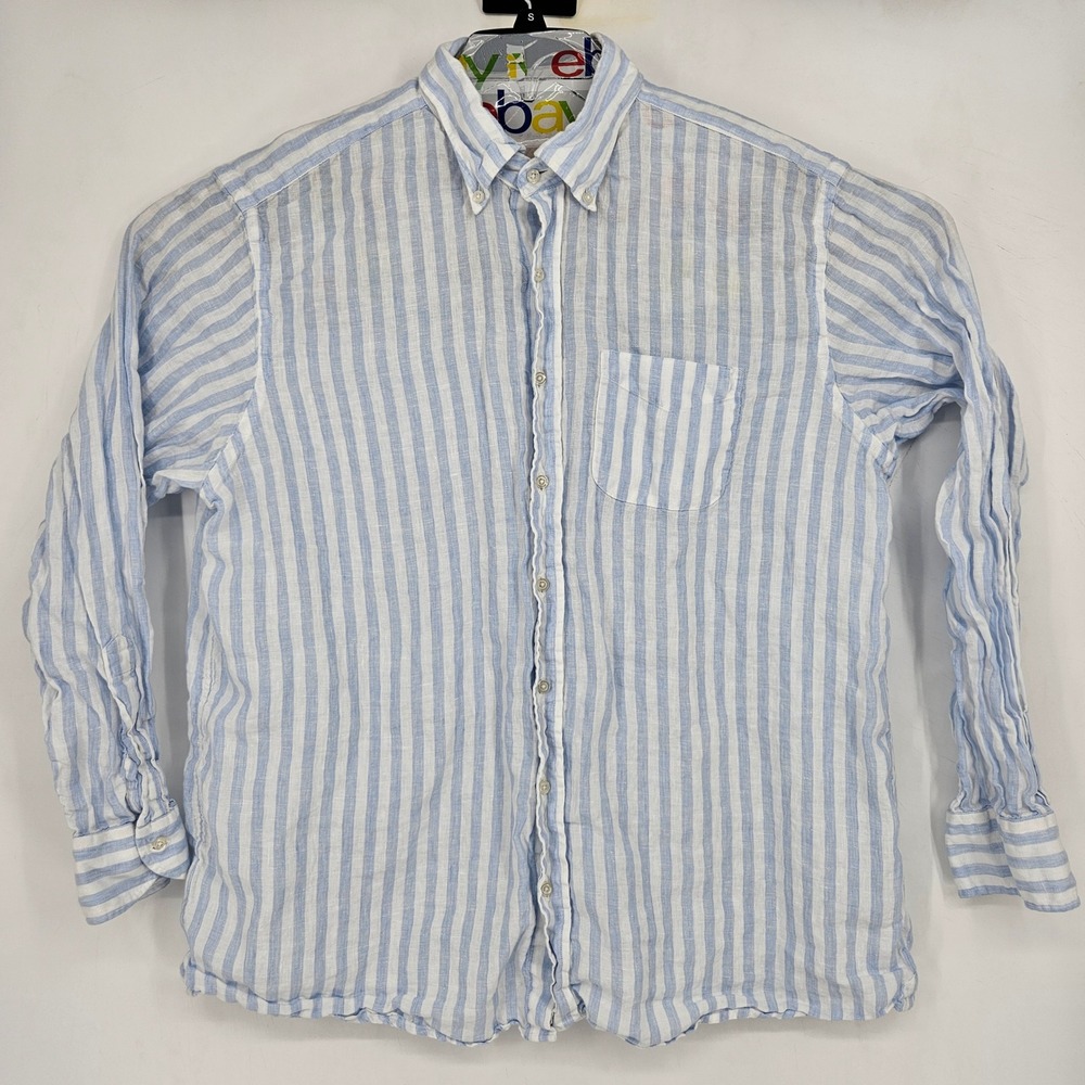 Proper Cloth Shirt Mens XXL Linen‎ Long Sleeve Button Up Colorful Striped